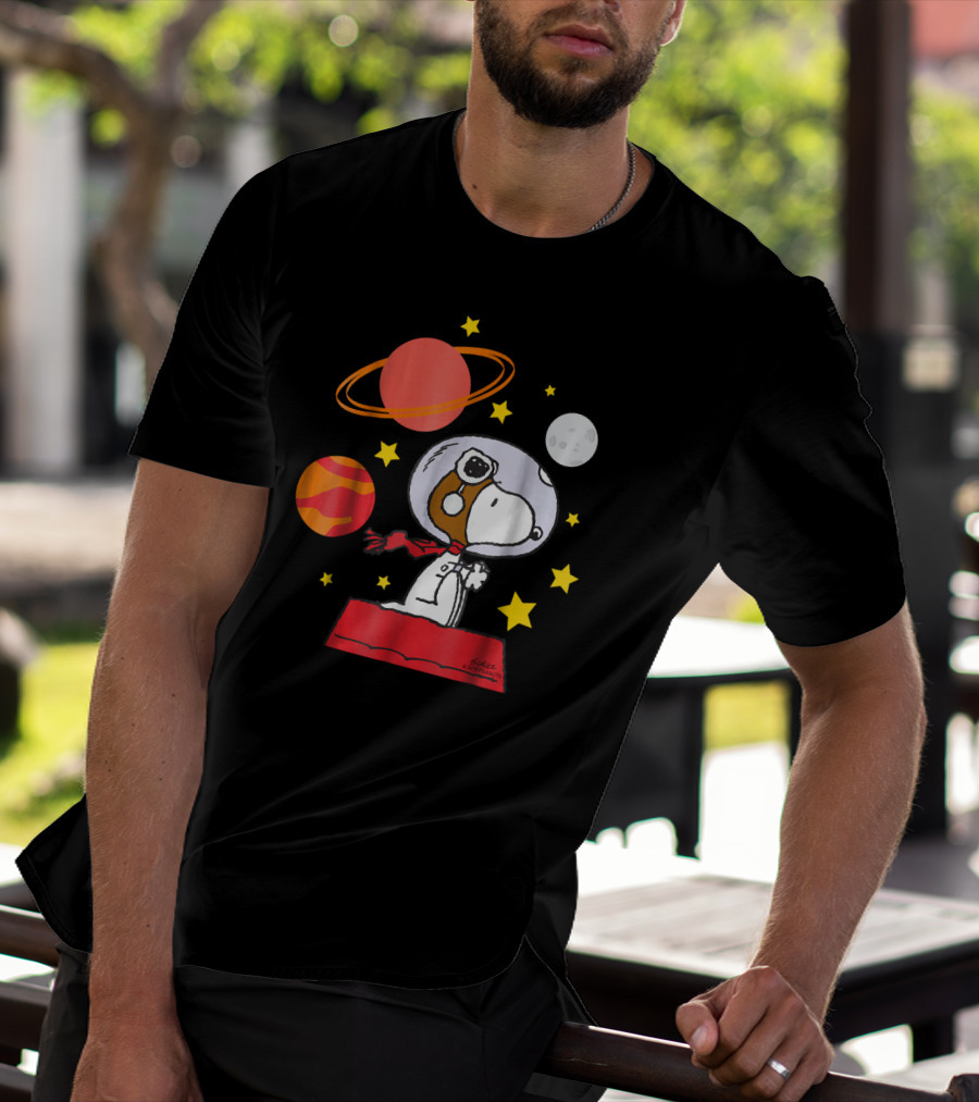Peanuts Snoopy Astronaut With Planets And Stars T-Shirt