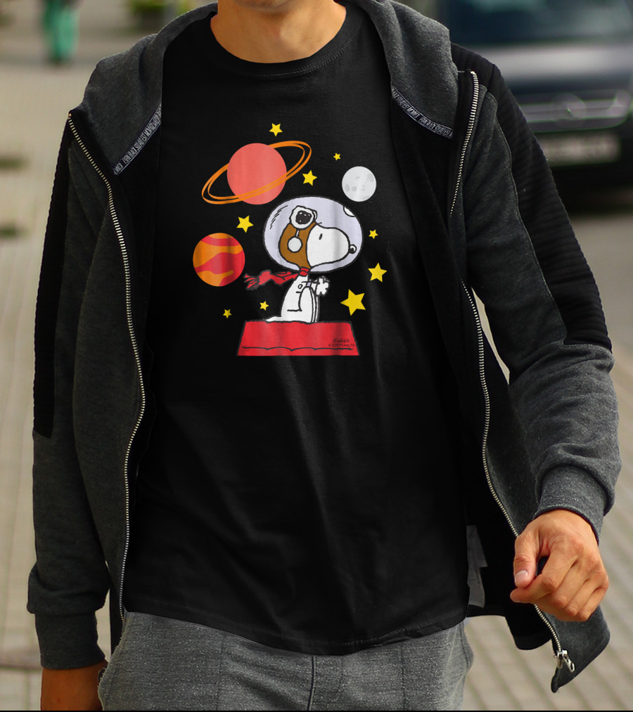 Peanuts Snoopy Astronaut With Planets And Stars T-Shirt