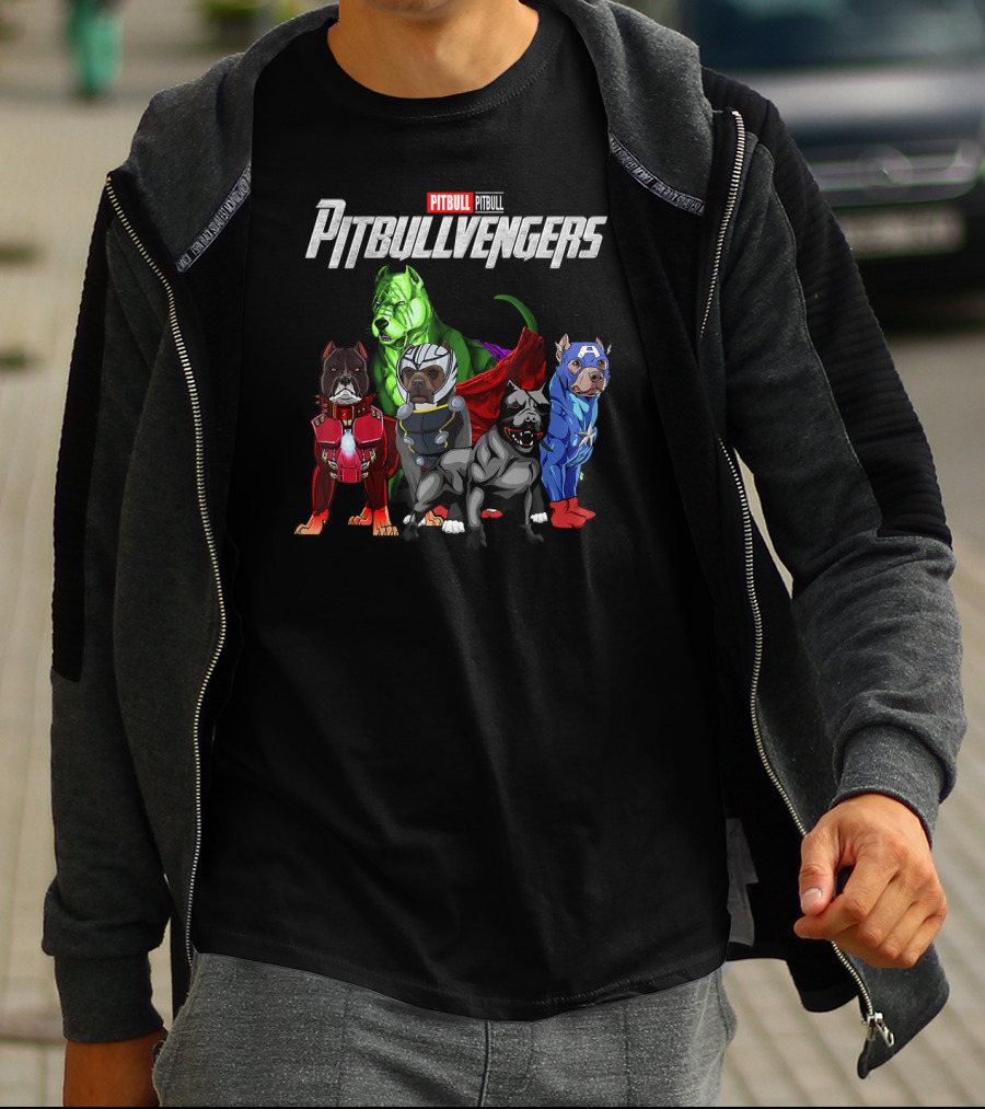 Pitbullvengers Funny Dog Pitbull Superhero T-Shirt