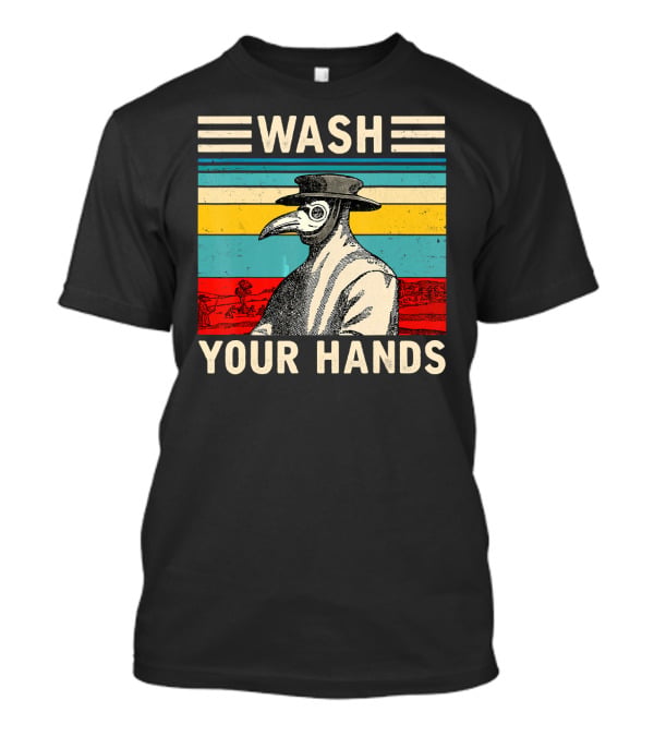 Wash Your Hands Plague Doctor Vintage Stripe T-Shirt