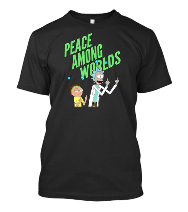 Rick And Morty Peace Among Worlds Gesture With Portal Elements T-Shirt