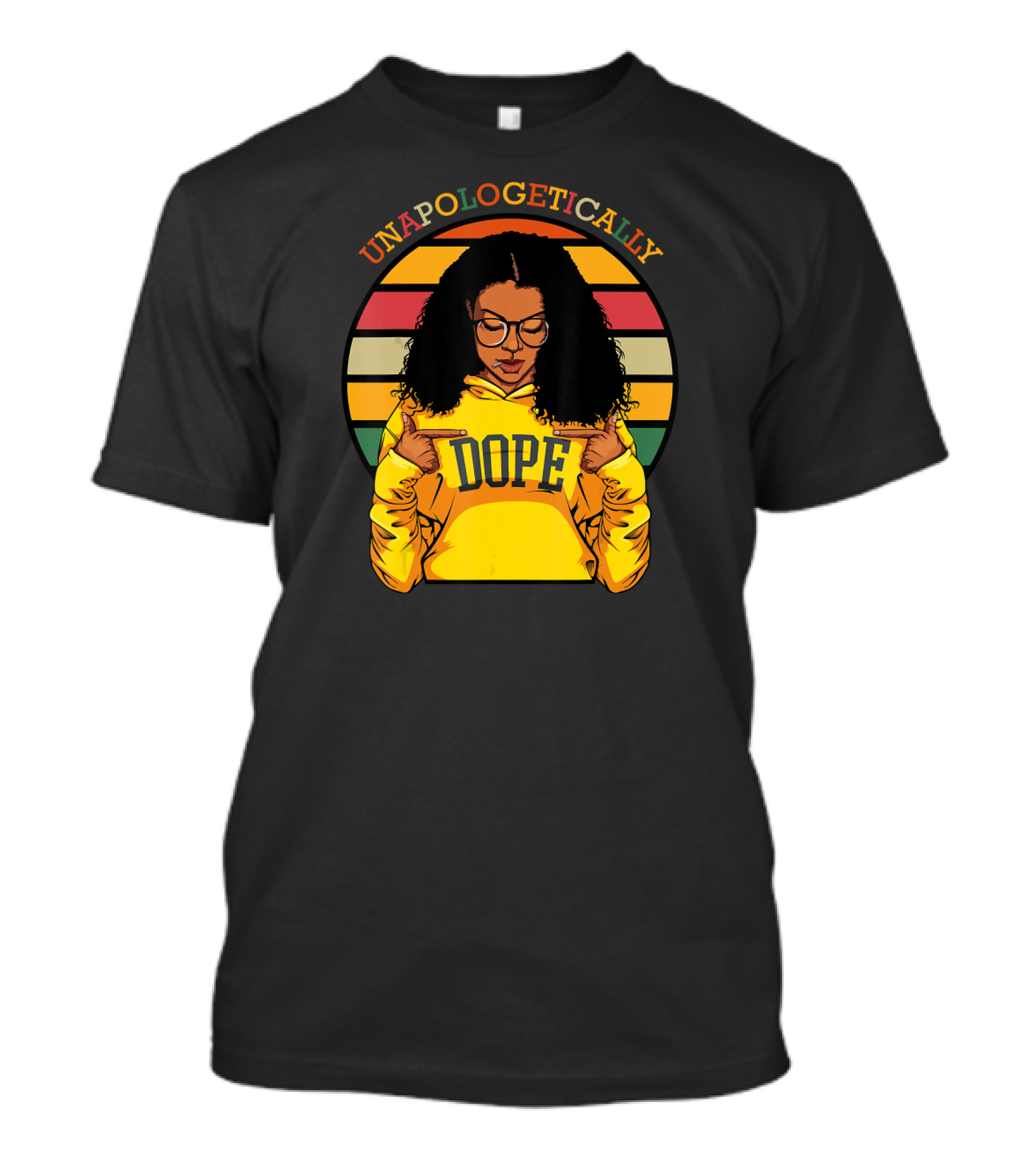Unapologetically Dope Afro Pride Black History Month Retro Stripes T-Shirt