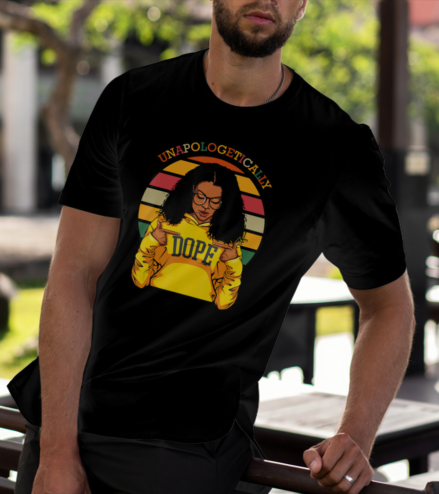 Unapologetically Dope Afro Pride Black History Month Retro Stripes T-Shirt