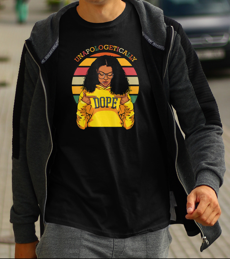 Unapologetically Dope Afro Pride Black History Month Retro Stripes T-Shirt