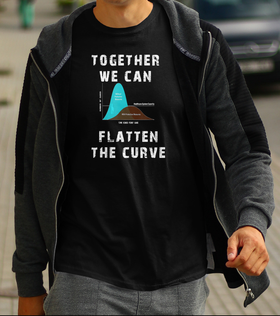 Together We Can Flatten The Curve With Protective Measures Graph T-Shirt