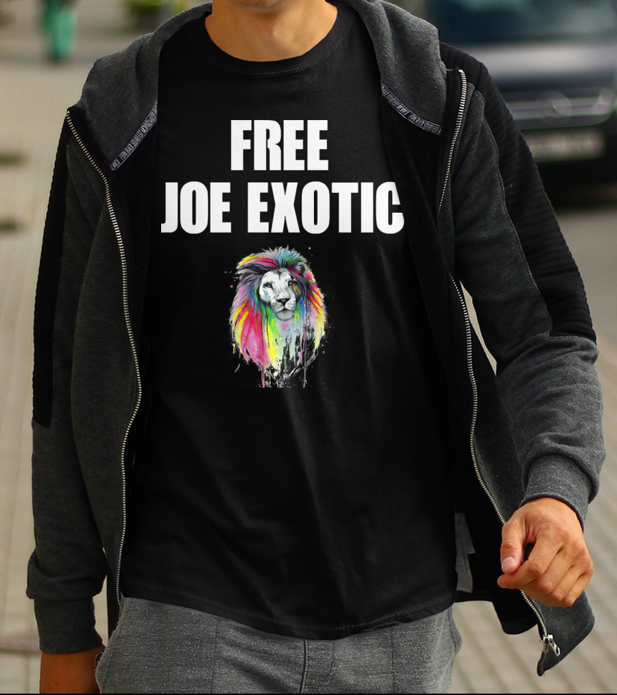 FREE JOE EXOTIC Colorful Lion Head T-Shirt