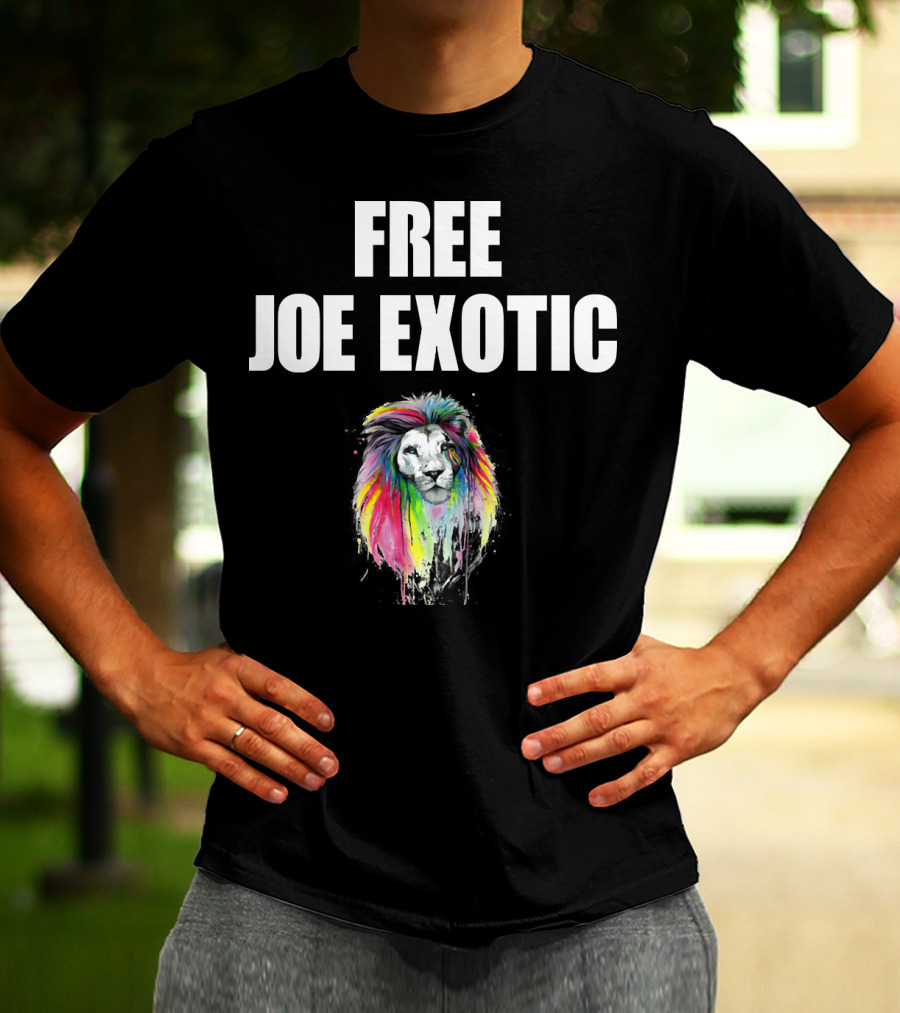 FREE JOE EXOTIC Colorful Lion Head T-Shirt