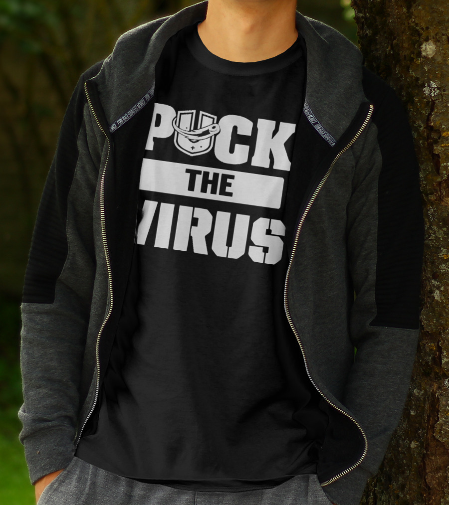 Puck The Virus Hockey Mask Sports Humorous Message T-Shirt