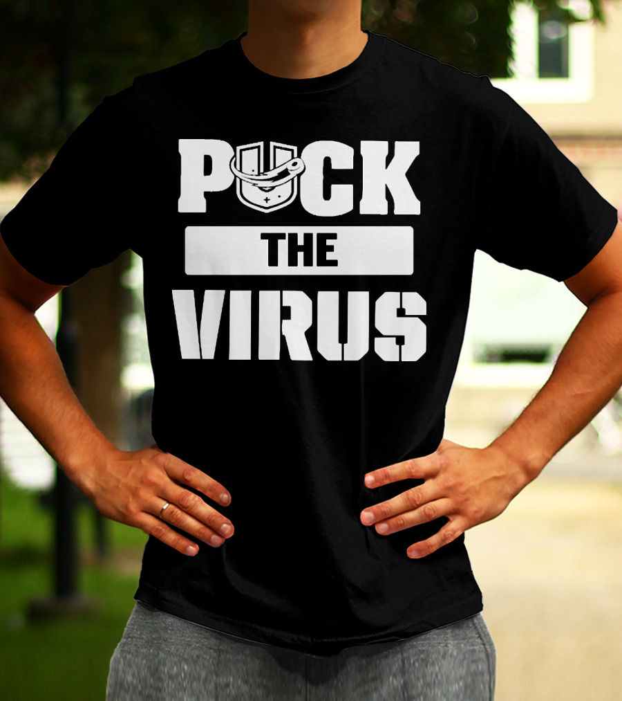 Puck The Virus Hockey Mask Sports Humorous Message T-Shirt