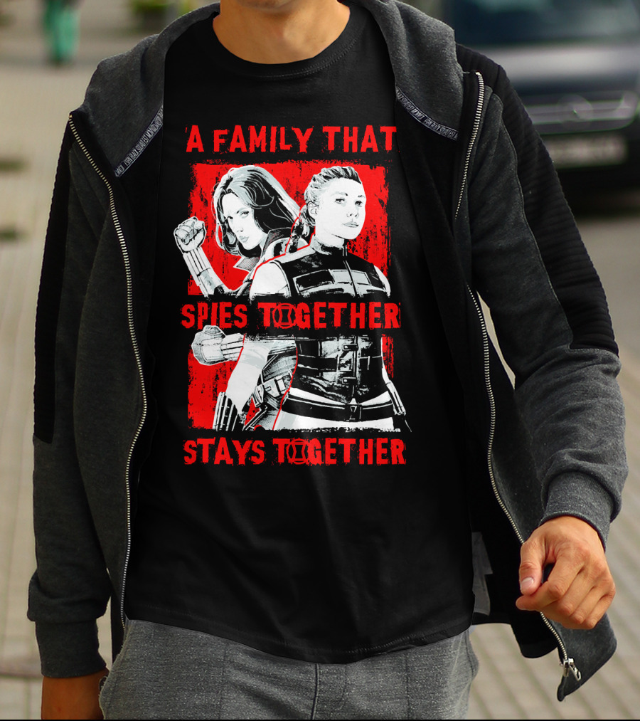 Marvel A Family That Spies Together Stays Together Black Widow Natasha Romanoff Yelena Belova T-Shirt