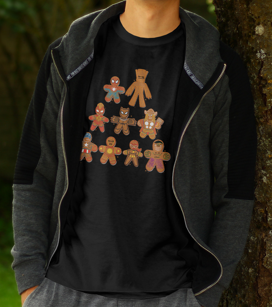 Marvel Avengers Gingerbread Heroes Tree T-Shirt