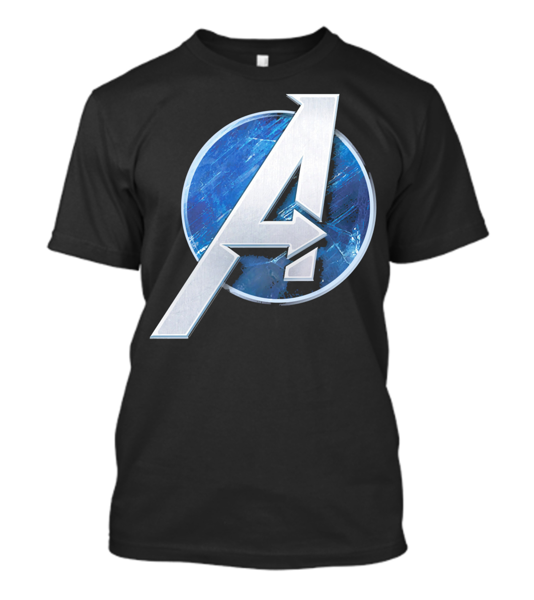 Marvel Avengers Blue Circle Icon Silver A T-Shirt