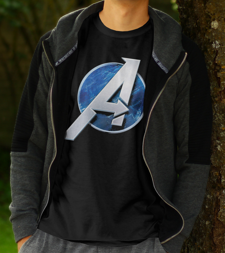Marvel Avengers Blue Circle Icon Silver A T-Shirt