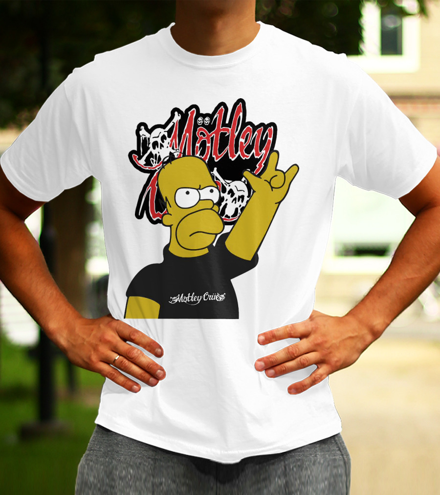 Homer Simpson Motley Crue Rock Salute T-Shirt