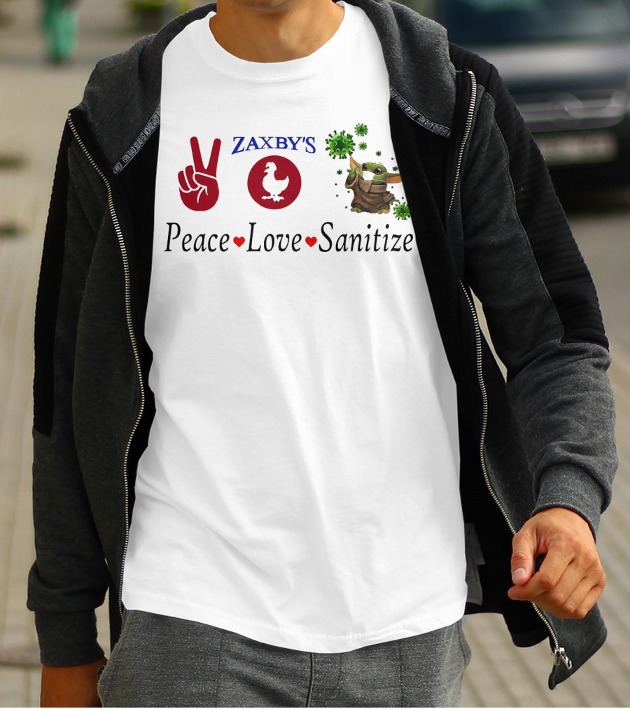 Zaxby's Peace Love Sanitize Baby Yoda T-Shirt