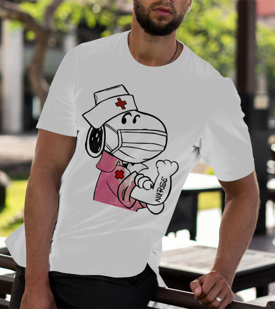 Snoopy Nurse With Arm Tattoo Showing Strength T-Shirt
