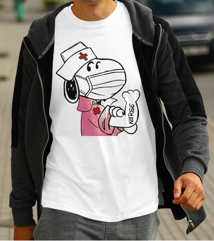 Snoopy Nurse With Arm Tattoo Showing Strength T-Shirt