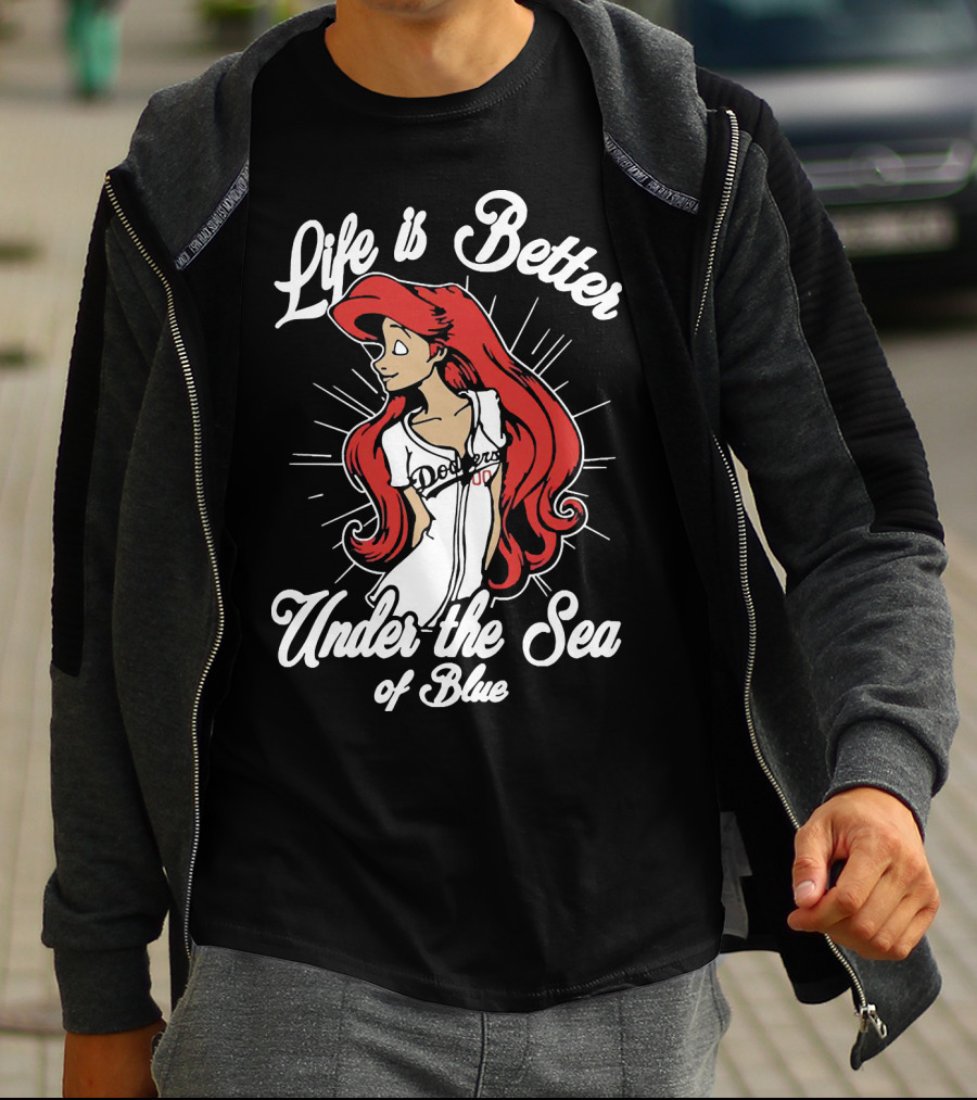 Life Is Better Under The Sea Of Blue Dodgers Ladies T-Shirt