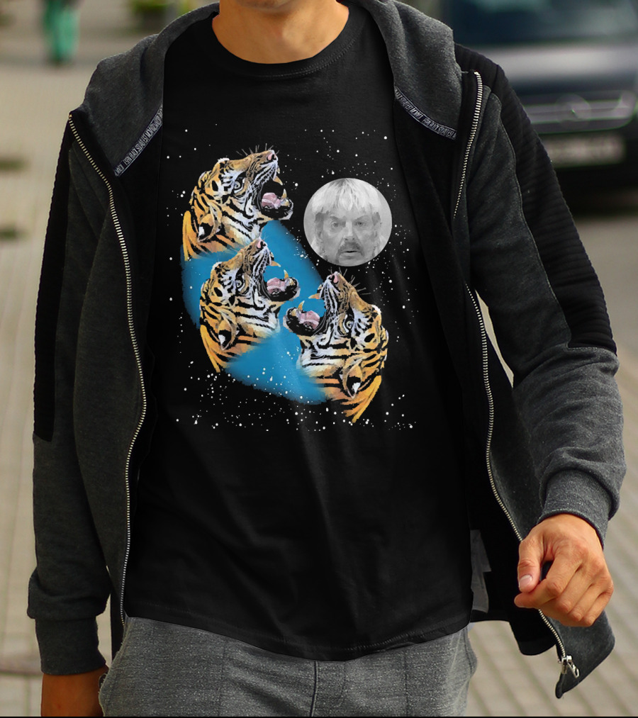 Joe Exotic Moon Three Tiger King Roaring Tiger Ladies T-Shirt