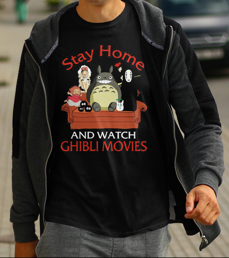 Stay Home And Watch Ghibli Movies Totoro No Face Characters Couch T-Shirt