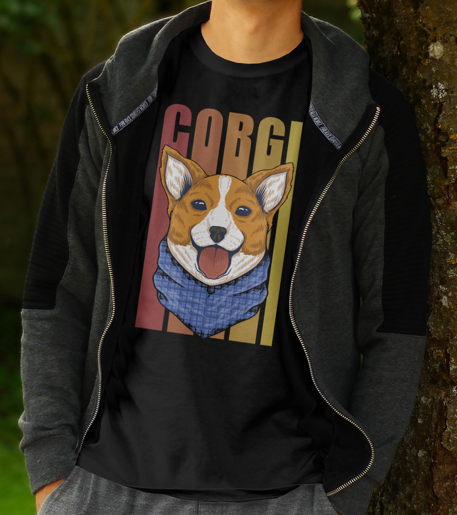Corgi Dog Bandana Retro 158 T-Shirt