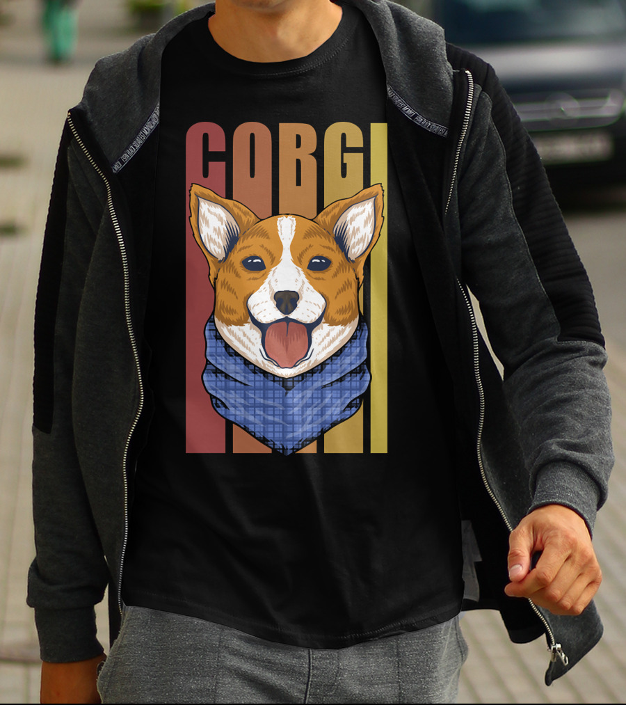 Corgi Dog Bandana Retro 158 T-Shirt