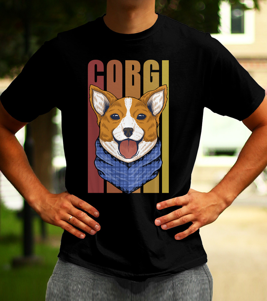 Corgi Dog Bandana Retro 158 T-Shirt