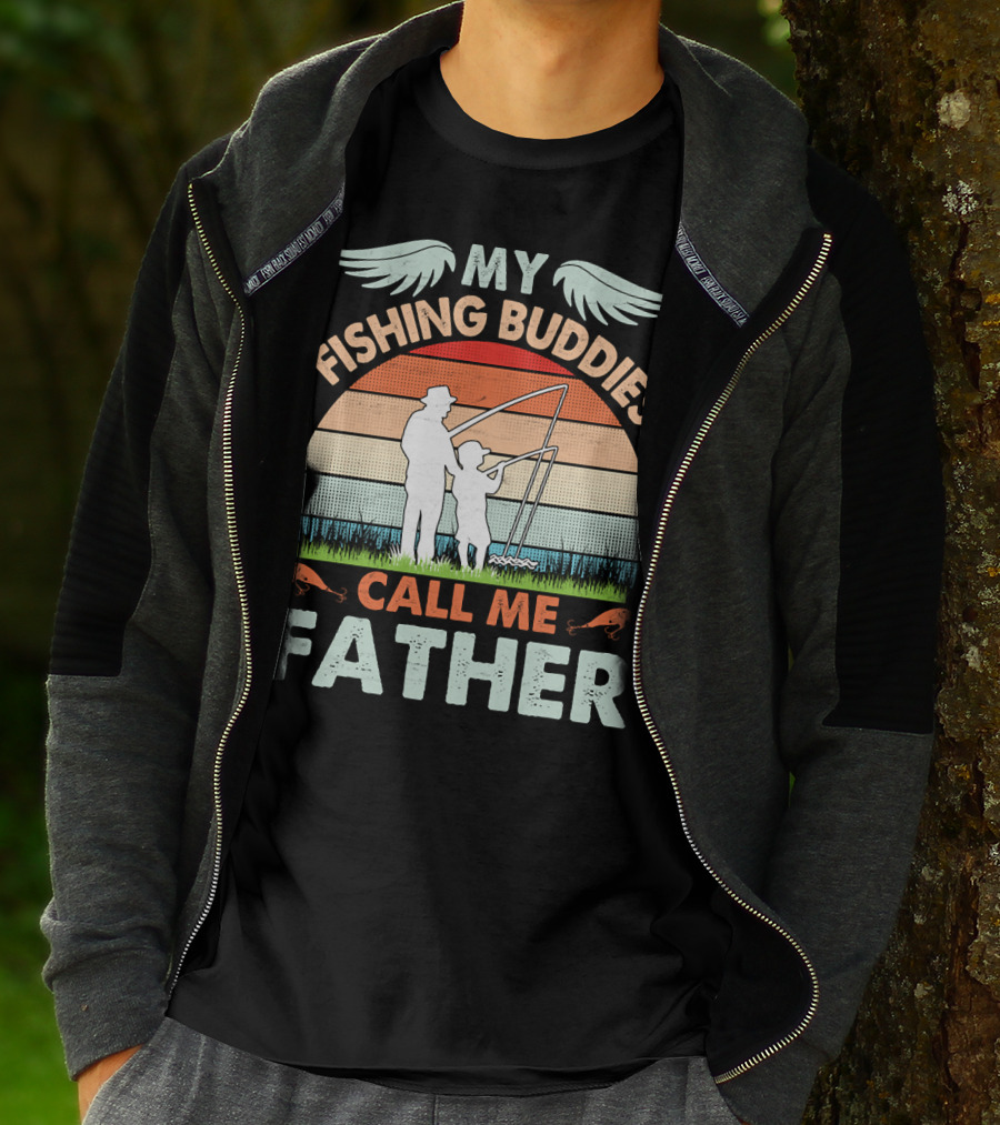 My Fishing Buddies Call Me Father Retro Sunset T-Shirt