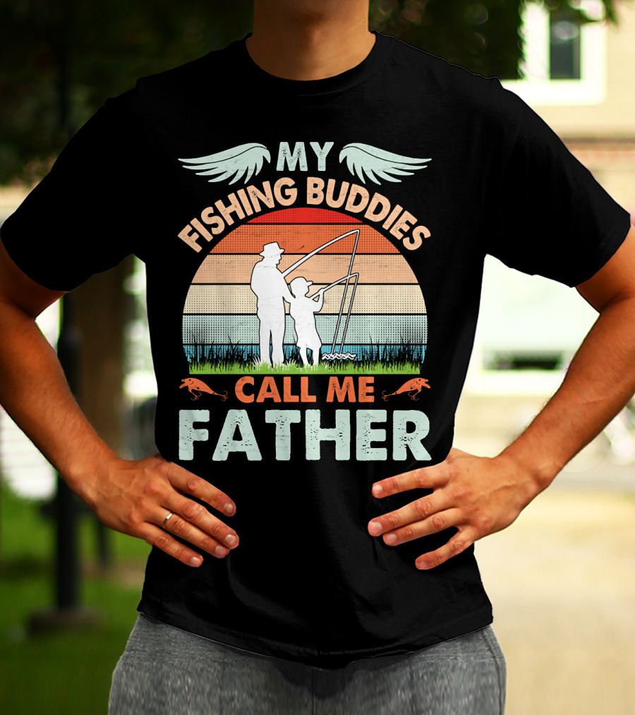 My Fishing Buddies Call Me Father Retro Sunset T-Shirt