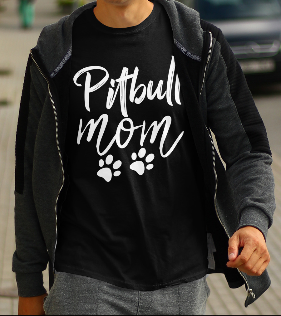 Pitbull Mom With Paw Prints 121 T-Shirt