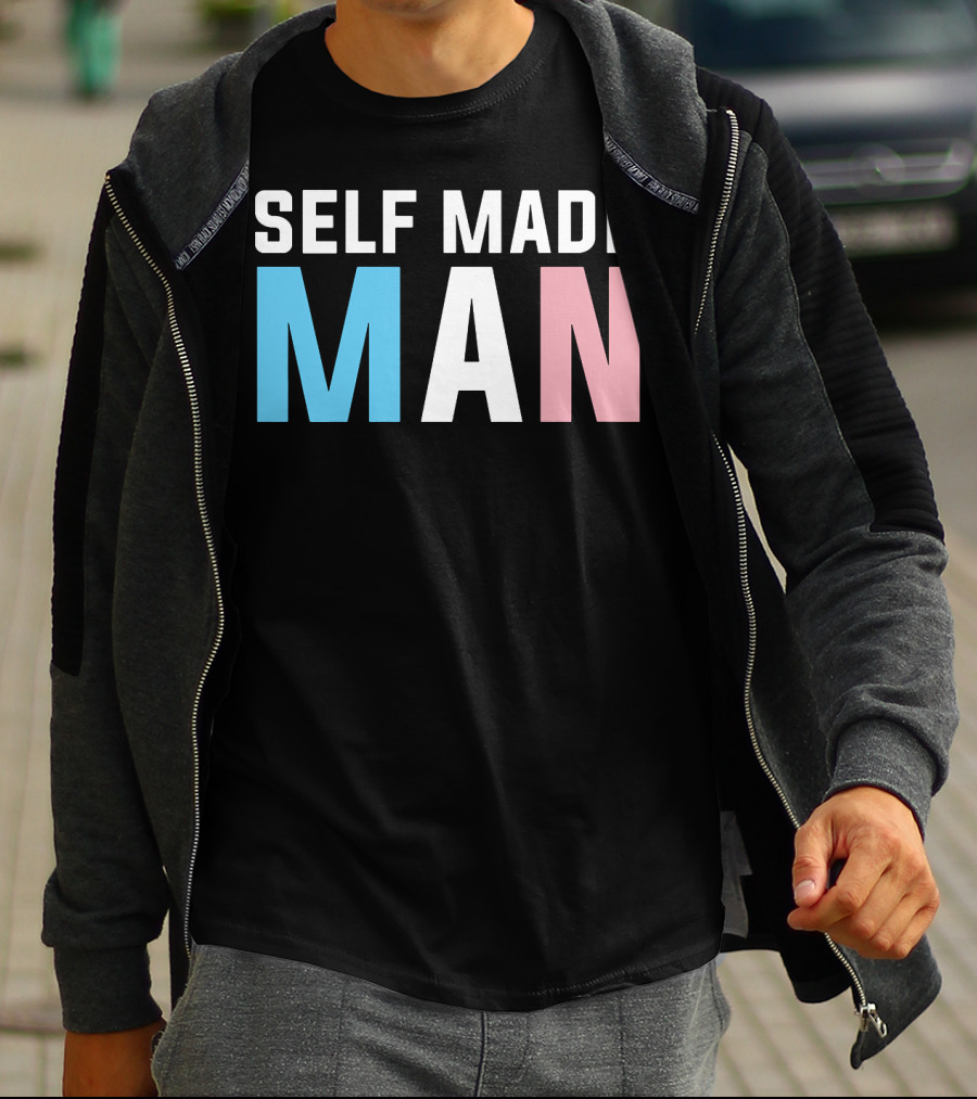 Self Made Man Transgender Pride Blue Pink White T-Shirt