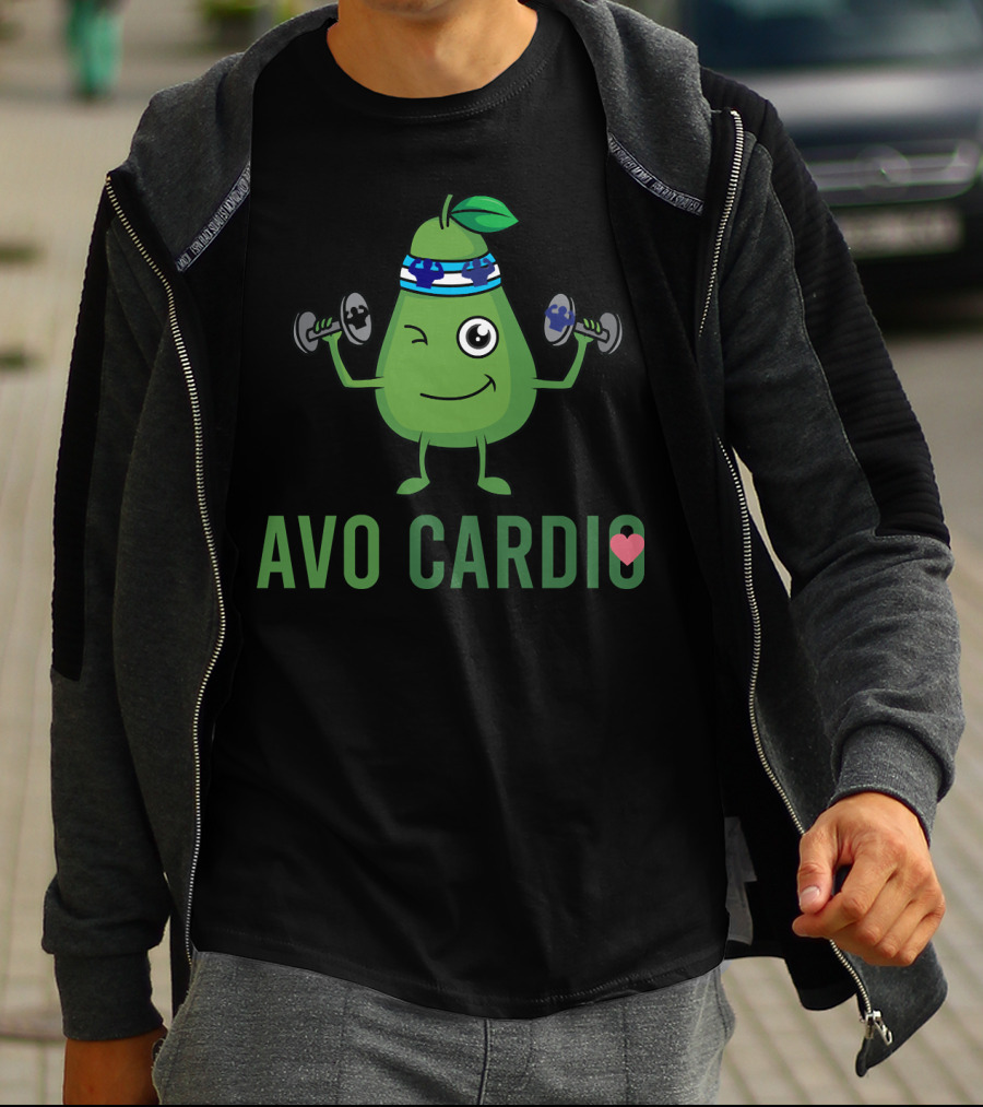 Avo Cardio Workout With Healthy Living Diet Fitness T-Shirt