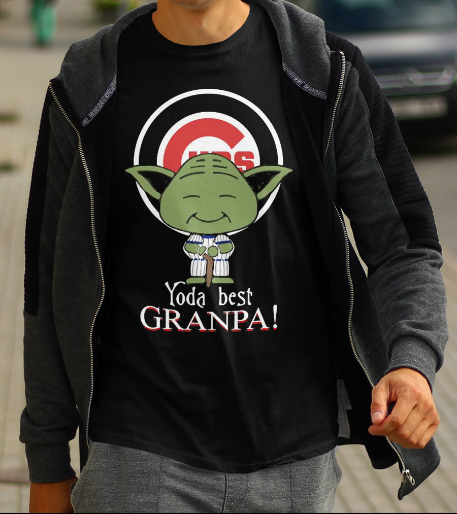 Chicago Cubs Yoda Best Granpa Iconic Logo Fan Favorite T-Shirt