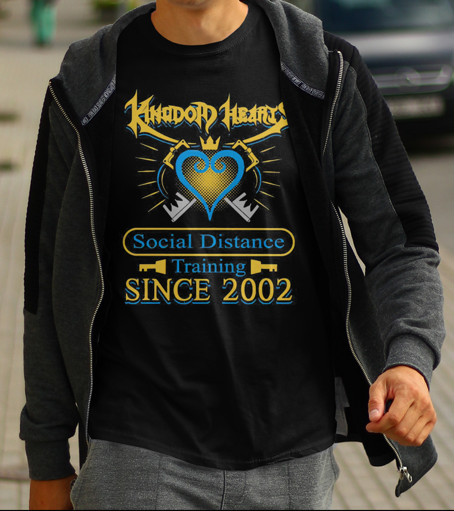 Kingdom Hearts Social Distance Training Since 2002 Keyblade Heart Crown T-Shirt