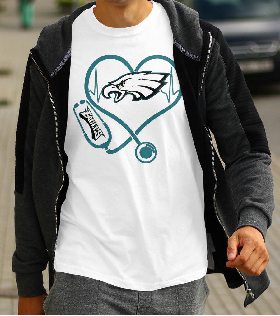 Stethoscopes Heartbeat Philadelphia Eagles T-Shirt