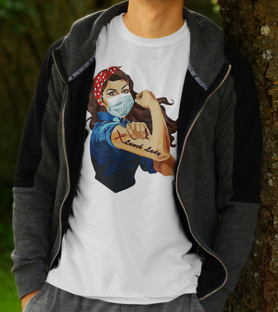 Strong Woman Masked Tattoo Lunch Lady Empowerment T-Shirt