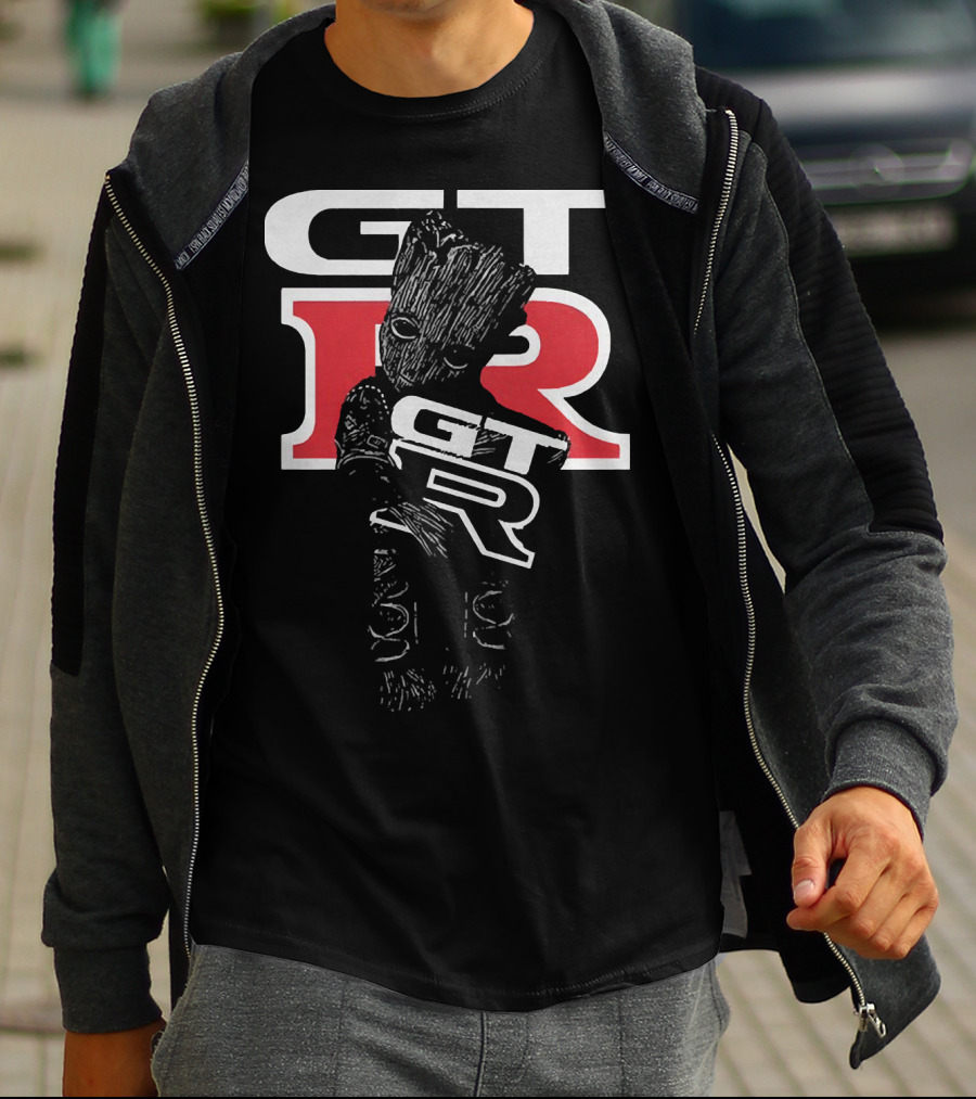 Marvel Baby Groot Holding GTR Racing Emblem T-Shirt