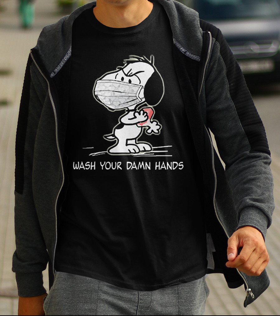 Snoopy Masked Wash Your Damn Hands T-Shirt