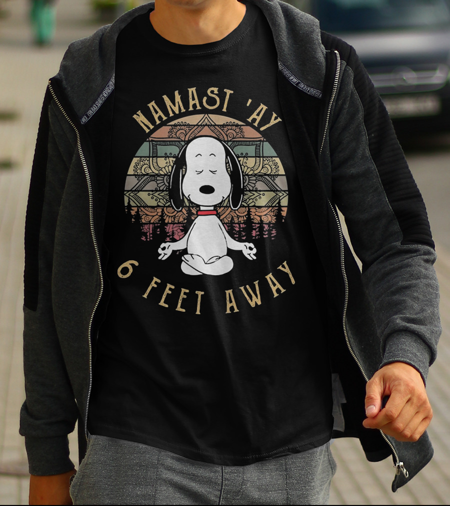 Snoopy Namast'ay 6 Feet Away Peanuts Dog T-Shirt