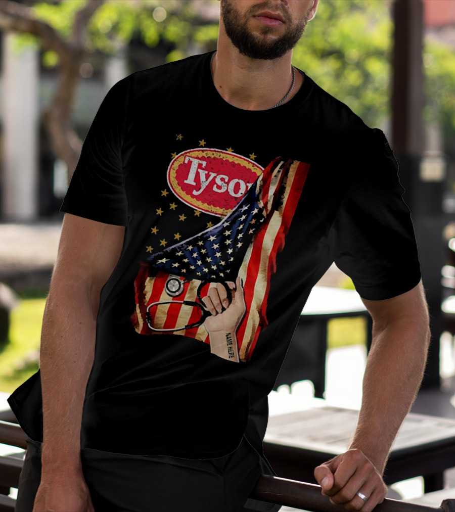 Tyson Foods American Flag Tattoo Sleeve T-Shirt