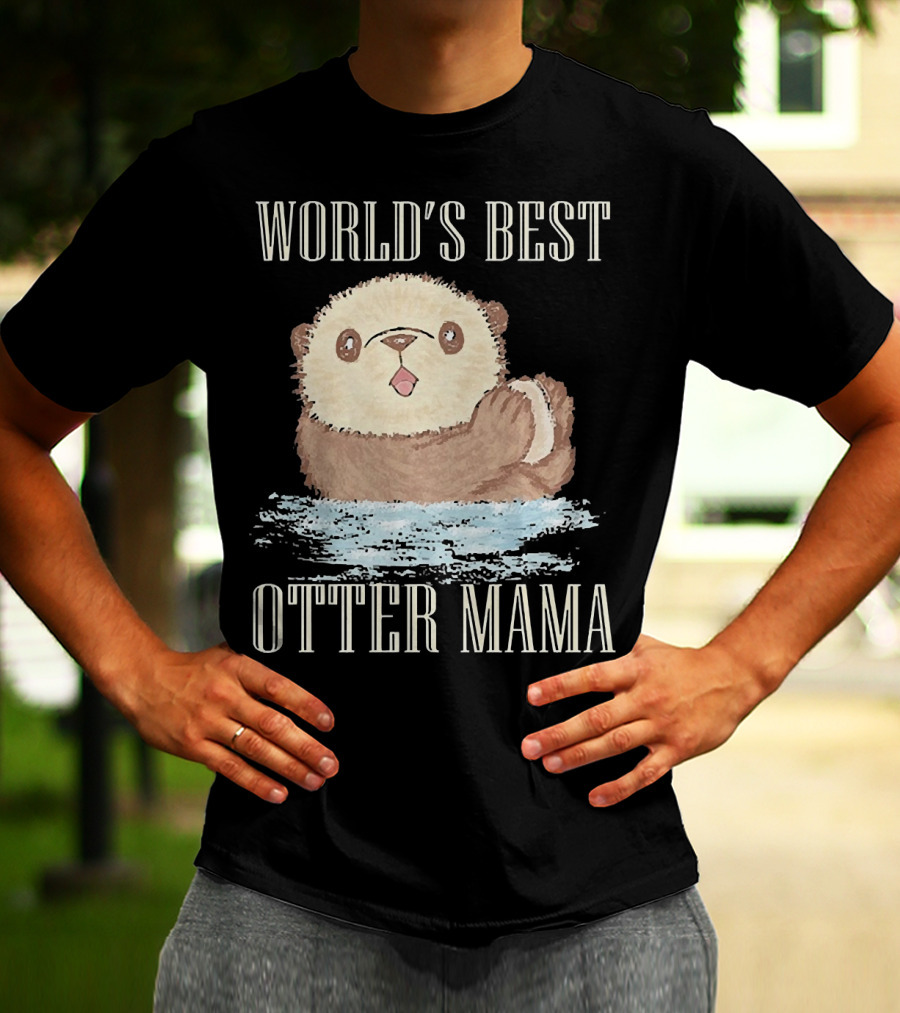 World's Best Otter Mama Cute Watercolor Otter T-Shirt