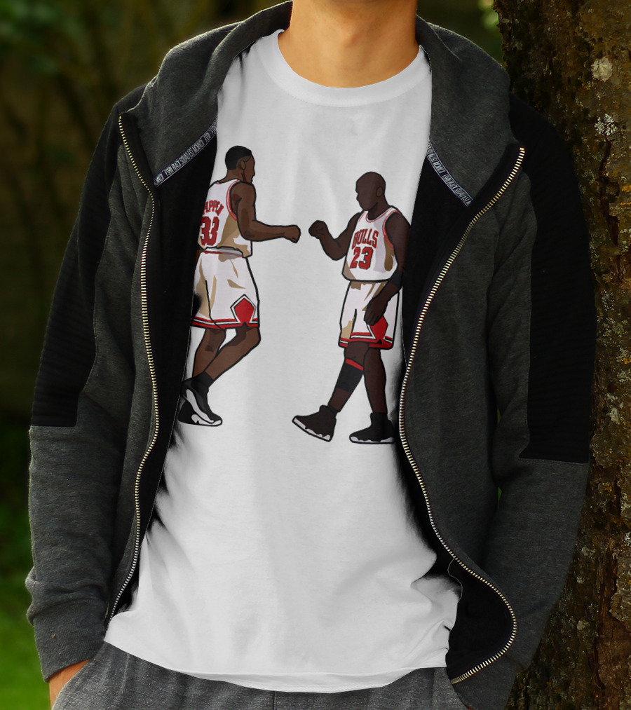 Michael Jordan Scottie Pippen 23 33 Chicago Bulls NBA Throwback T-Shirt