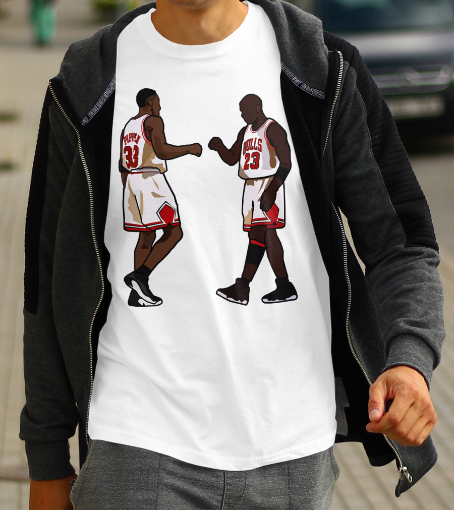 Michael Jordan Scottie Pippen 23 33 Chicago Bulls NBA Throwback T-Shirt