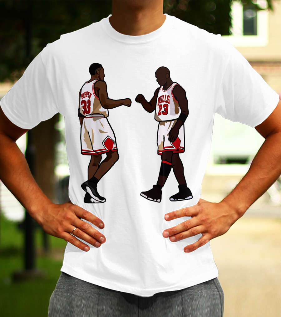 Michael Jordan Scottie Pippen 23 33 Chicago Bulls NBA Throwback T-Shirt