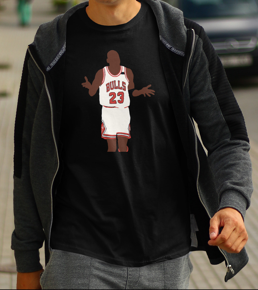 Bulls 23 Michael Jordan Shoulder Shrug T-Shirt