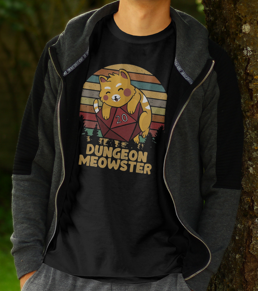 Dungeon Meowster Cat With D20 Dice T-Shirt