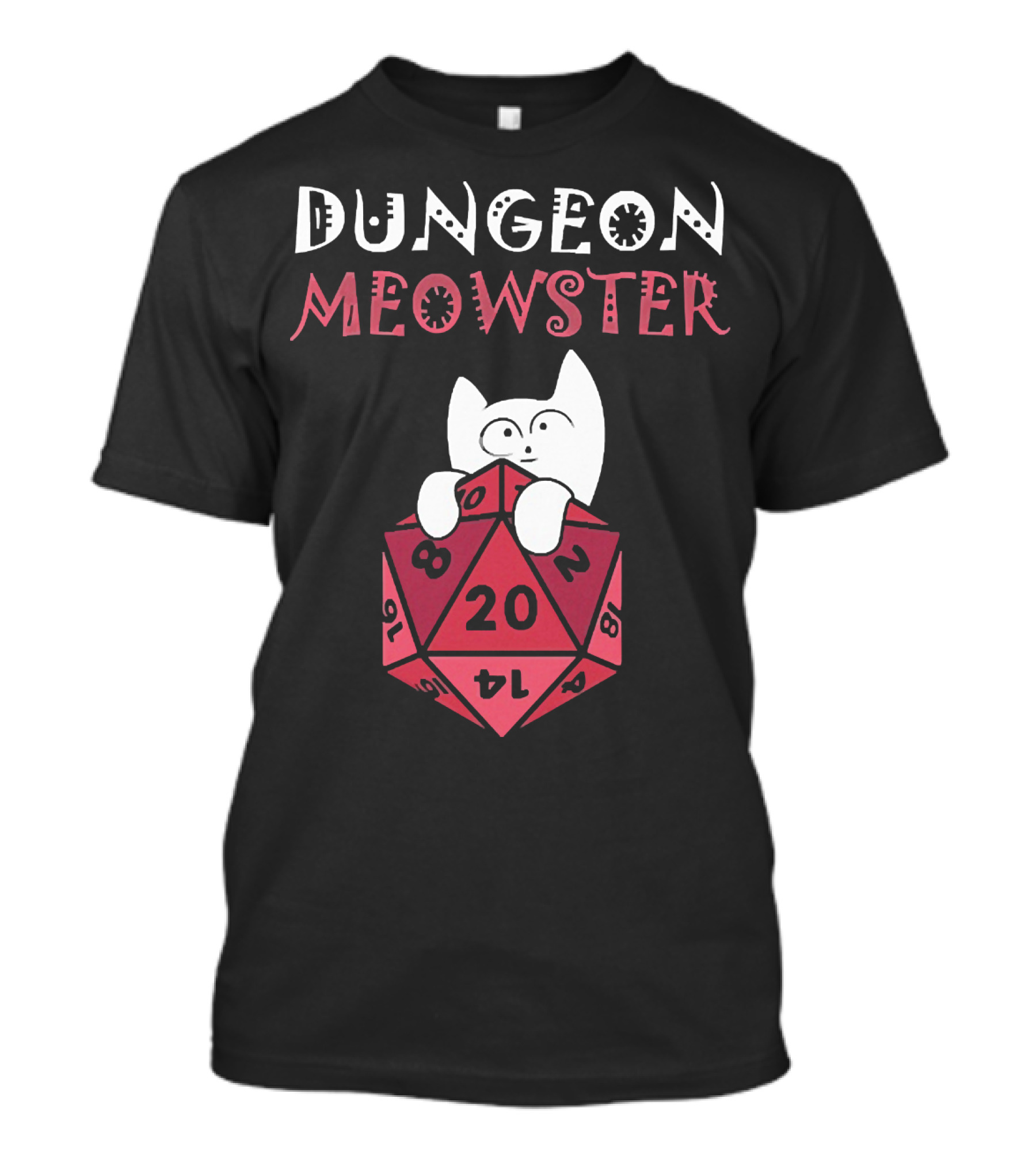 Dungeon Meowster Cat With D20 Dice For RPG Enthusiasts T-Shirt