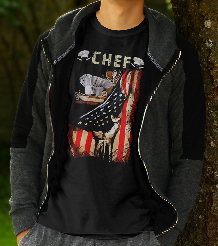 CHEF Proud American Flag Culinary Passion T-Shirt