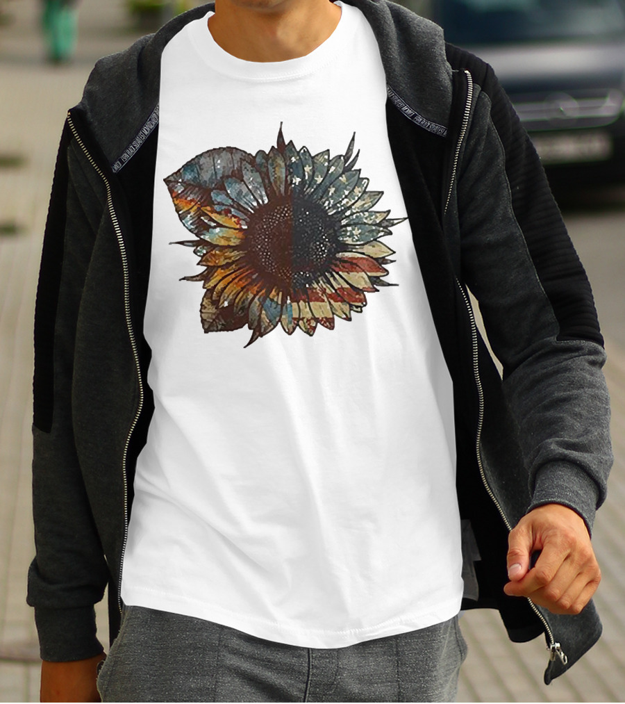 Sunflower American Flag T-Shirt