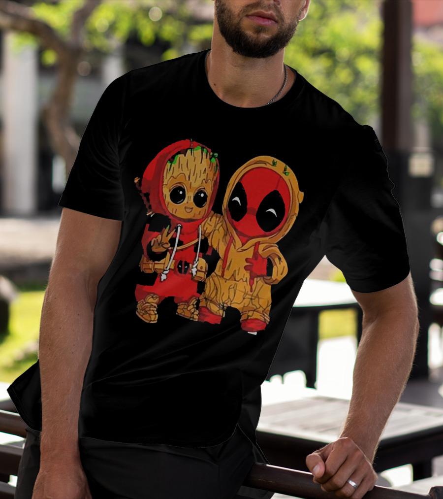 Baby Groot And Baby Deadpool Hoodie Friends T-Shirt